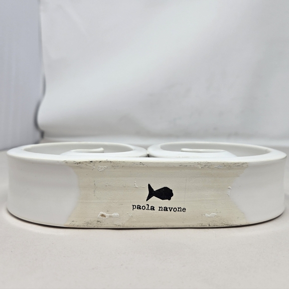 Paola Navone Beautiful MCM White Ceramic Swirl Double Candle Holders Decorative - Picture 7 of 10